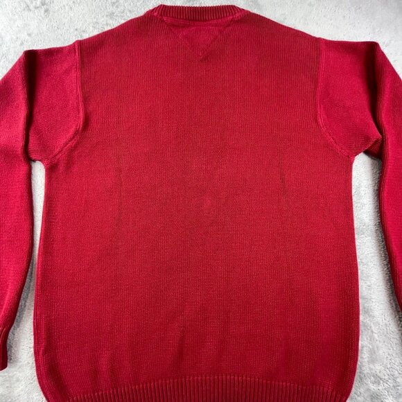 VTG Tommy Hilfiger Men's Large Red Flag Pullover Sweater Heavy Y2K Streetwear - Picture 9 of 10